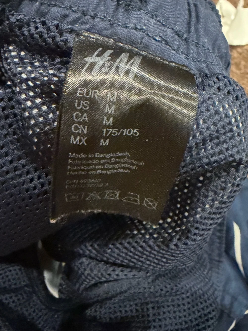 EUC! Men's H&M Sz M Lined Navy Stripe Swim Trunks board shorts bottoms